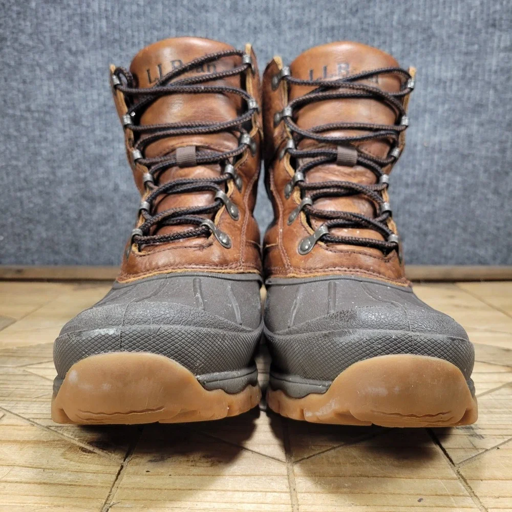 L.L. Bean Storm Chaser 5 Mens 8.5 M Duck Boots Brown Leather Primaloft Tek 2.5